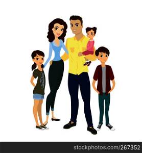 Happy family isolated on white background,stock cartoon vector illustration. Happy family isolated on white background