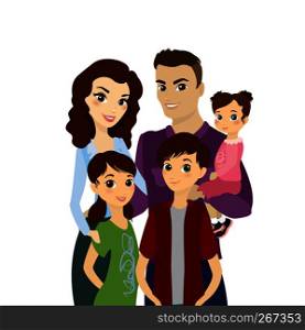 Happy family portrait isolated on white background,stock cartoon vector illustration. Happy family portrait isolated on white background,