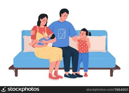 Happy family semi flat color vector characters. Posings figures. Full body people on white. Relationships isolated modern cartoon style illustration for graphic design and animation. Happy family semi flat color vector characters