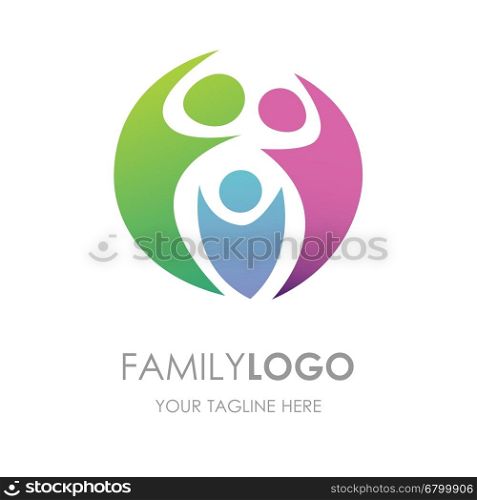 Happy family vector design template. Happy family vector design logo template. Family or group of people logotype on white background