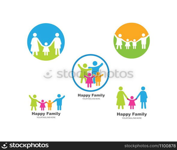 happy family vector icon illustration design template