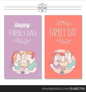 Happy family. Vector illustration.. Happy family. International holiday Family Day. Vector illustration, greeting card. Mom, dad and son.