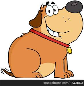 Happy Fat Dog Cartoon Mascot Character