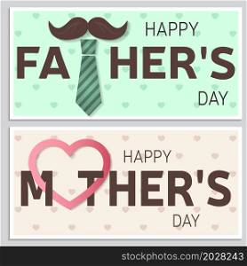 Happy Father&rsquo;s Day greeting card and Happy Mother&rsquo;s Day greeting card. Vector illustration.. Happy Father&rsquo;s Day greeting card and Happy Mother&rsquo;s Day greeting card. Vector.