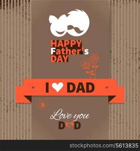 Happy Father&rsquo;s Day vintage retro card. Set of type font and symbol collection. Abstract silhouette of father and daughter
