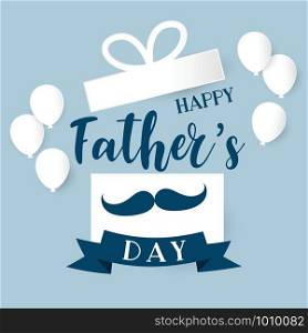 Happy father's day calligraphy greeting card paper art , vector lettering background. illustration