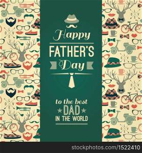 Happy Father s Day Card In Retro Style. Vector illustration.. Happy Father s Day Card In Retro Style.