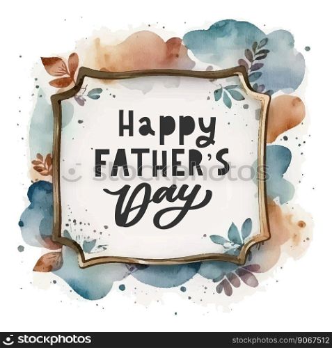 Happy Father’s Day in watercolor frame design Vector background for banners,Wallpaper, invitation, posters, brochure, voucher discount