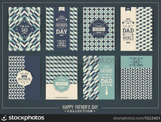 Happy Father s Day templates In Retro Style. Vector illustrations.. Happy Father s Day templates In Retro Style.