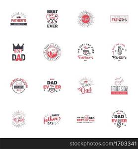 Happy fathers day. 16 Black and Pink Lettering happy fathers day. Editable Vector Design Elements