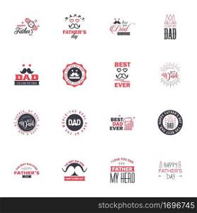 Happy Fathers Day 16 Black and Pink Vector Element Set - Ribbons and Labels Editable Vector Design Elements