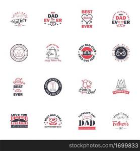 Happy fathers day 16 Black and Pink vintage retro type font. Illustrator eps10 Editable Vector Design Elements