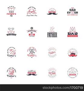 Happy fathers day 16 Black and Pink vintage retro type font. Illustrator eps10 Editable Vector Design Elements