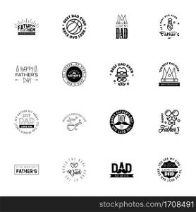 Happy fathers day. 16 Black Lettering happy fathers day.  Editable Vector Design Elements