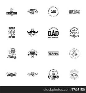 Happy Fathers Day 16 Black Vector Element Set - Ribbons and Labels  Editable Vector Design Elements