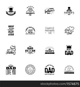Happy fathers day 16 Black vintage retro type font. Illustrator eps10 Editable Vector Design Elements