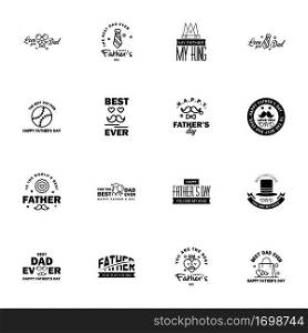 Happy fathers day 16 Black vintage retro type font. Illustrator eps10  Editable Vector Design Elements