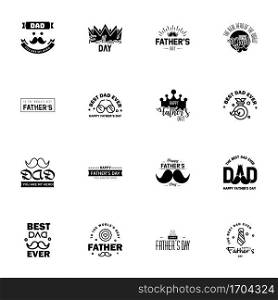Happy fathers day 16 Black vintage retro type font. Illustrator eps10  Editable Vector Design Elements