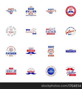 Happy fathers day 16 Blue and red typography set. Vector emblems. Lettering for greeting cards. banners. t-shirt design. You are the best dad. Editable Vector Design Elements