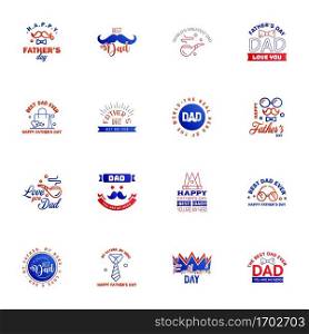 Happy Fathers Day 16 Blue and red Vector Element Set - Ribbons and Labels Editable Vector Design Elements