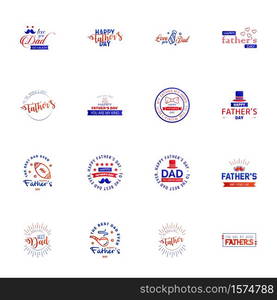 Happy fathers day 16 Blue and red vintage retro type font. Illustrator eps10 Editable Vector Design Elements