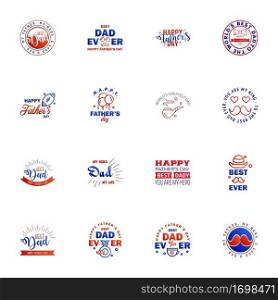 Happy fathers day 16 Blue and red vintage retro type font. Illustrator eps10 Editable Vector Design Elements