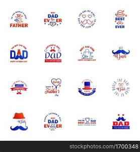 Happy fathers day 16 Blue and red vintage retro type font. Illustrator eps10 Editable Vector Design Elements
