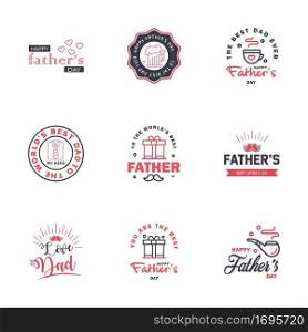 happy fathers day. 9 Black and Pink text design. Vector calligraphy. Typography poster. Usable as background. Editable Vector Design Elements