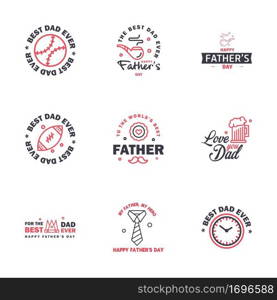 Happy Fathers Day 9 Black and Pink Vector Element Set - Ribbons and Labels Editable Vector Design Elements