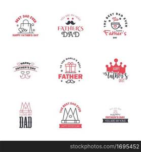 Happy fathers day 9 Black and Pink vintage retro type font. Illustrator eps10 Editable Vector Design Elements