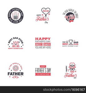 Happy fathers day 9 Black and Pink vintage retro type font. Illustrator eps10 Editable Vector Design Elements