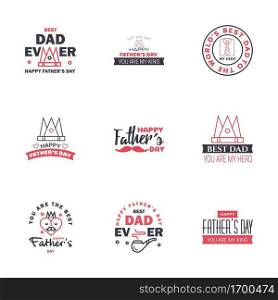 Happy fathers day 9 Black and Pink vintage retro type font. Illustrator eps10 Editable Vector Design Elements