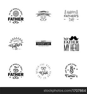 Happy Fathers Day 9 Black Vector Element Set - Ribbons and Labels  Editable Vector Design Elements