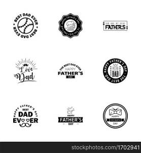 Happy fathers day 9 Black vintage retro type font. Illustrator eps10  Editable Vector Design Elements