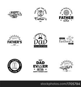 Happy fathers day 9 Black vintage retro type font. Illustrator eps10  Editable Vector Design Elements