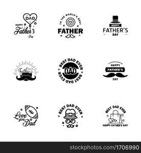 Happy fathers day 9 Black vintage retro type font. Illustrator eps10  Editable Vector Design Elements