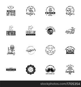 Happy Fathers Day Appreciation Vector Text Banner 16 Black Background for Posters. Flyers. Marketing. Greeting Cards  Editable Vector Design Elements