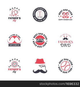 Happy Fathers Day Appreciation Vector Text Banner 9 Black and Pink Background for Posters. Flyers. Marketing. Greeting Cards Editable Vector Design Elements