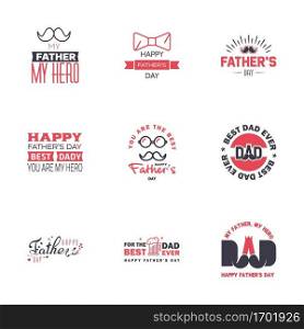 Happy Fathers Day Appreciation Vector Text Banner 9 Black and Pink Background for Posters. Flyers. Marketing. Greeting Cards Editable Vector Design Elements