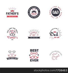 Happy Fathers Day Appreciation Vector Text Banner 9 Black and Pink Background for Posters. Flyers. Marketing. Greeting Cards Editable Vector Design Elements
