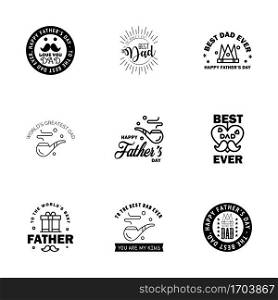 Happy Fathers Day Appreciation Vector Text Banner 9 black Background for Posters. Flyers. Marketing. Greeting Cards  Editable Vector Design Elements