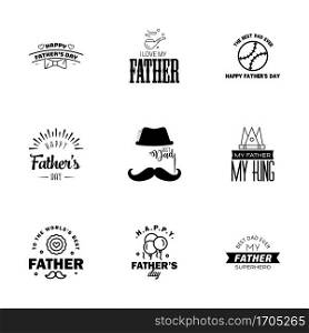 Happy Fathers Day Appreciation Vector Text Banner 9 black Background for Posters. Flyers. Marketing. Greeting Cards  Editable Vector Design Elements
