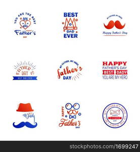 Happy Fathers Day Appreciation Vector Text Banner 9 Blue and red Background for Posters. Flyers. Marketing. Greeting Cards Editable Vector Design Elements