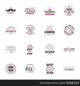Happy fathers day card 16 Black and Pink Set Vector illustration. Editable Vector Design Elements