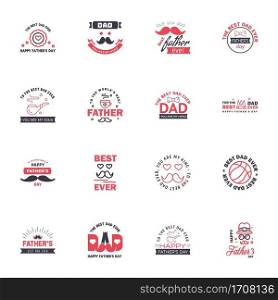 Happy fathers day card 16 Black and Pink Set Vector illustration. Editable Vector Design Elements