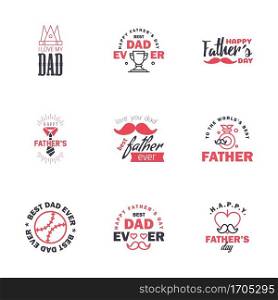 Happy fathers day card 9 Black and Pink Set Vector illustration. Editable Vector Design Elements
