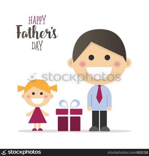Happy fathers day card with a gift