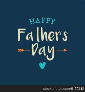 Happy fathers day card with icons heart and arrow. Editable vector design.