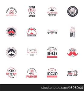 Happy Fathers Day greeting Card 16 Black and Pink Calligraphy. Vector illustration. Editable Vector Design Elements