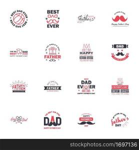 Happy Fathers Day greeting Card 16 Black and Pink Calligraphy. Vector illustration. Editable Vector Design Elements